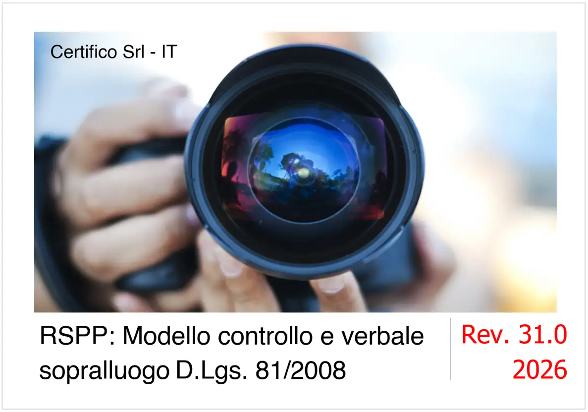 Modello controllo e verbale sopralluogo RSPP: fotografia Consulente Modello controllo e verbale sopralluogo RSPP: fotografia Consulente
